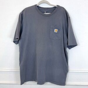Carhartt Men's Gray Short Sleeve Pocket T Shirt Size Large Vintage Workwear